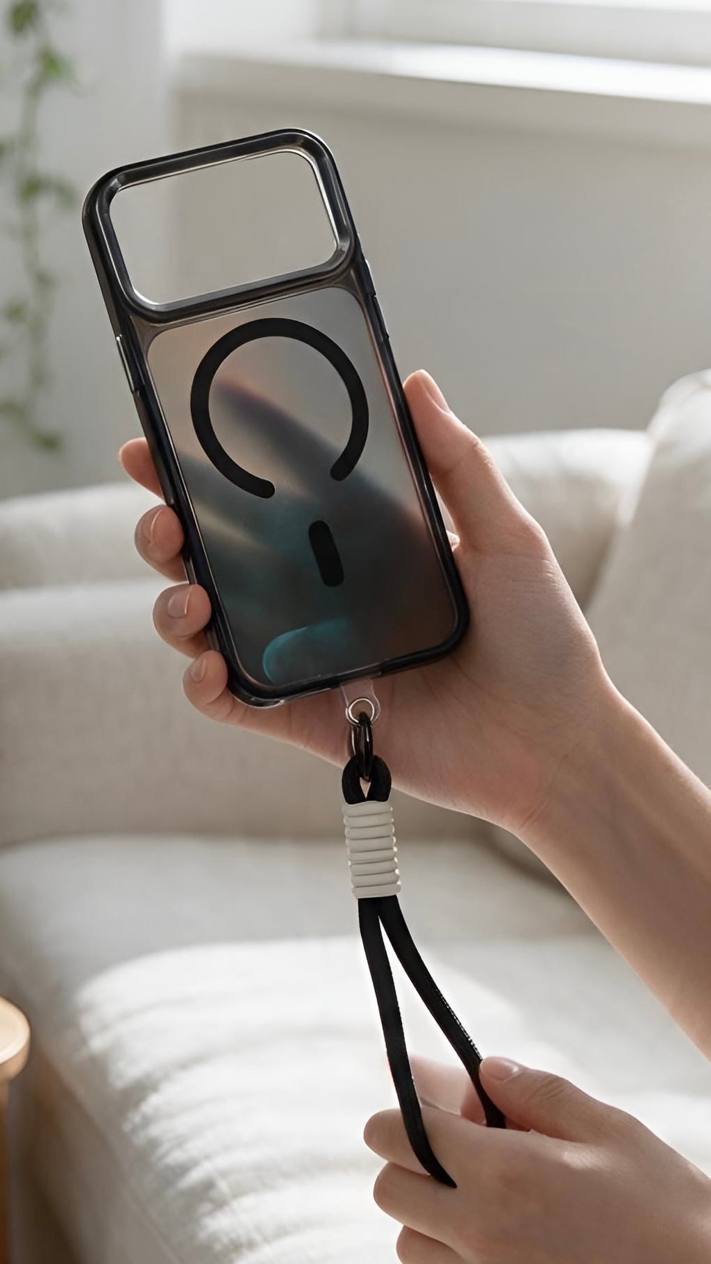 Black Strap Tornasol Funda con acabado tornasol y botones metálicos para iPhone
