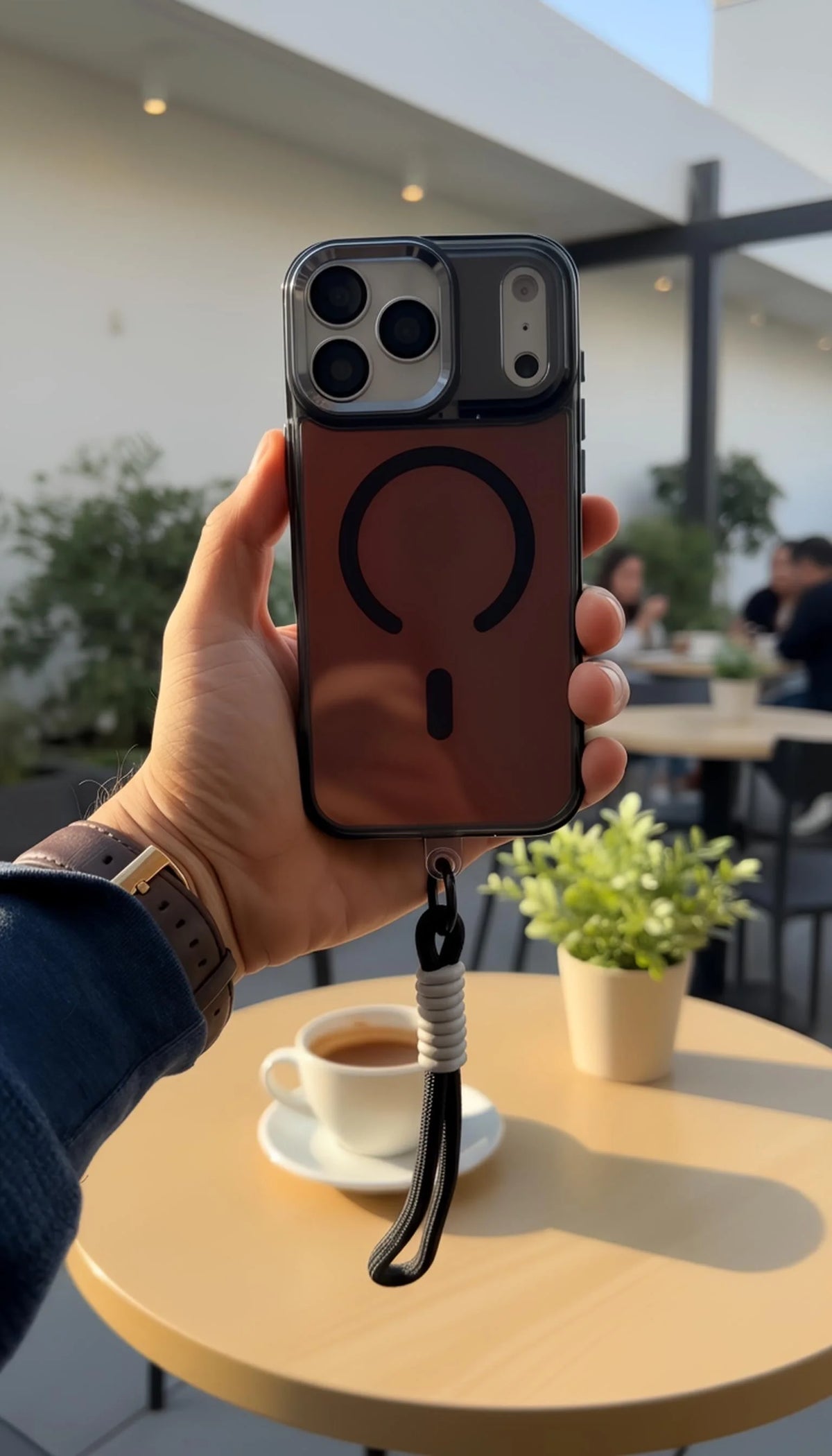 Black Strap Tornasol Funda con acabado tornasol y botones metálicos para iPhone - Funda para iPhone