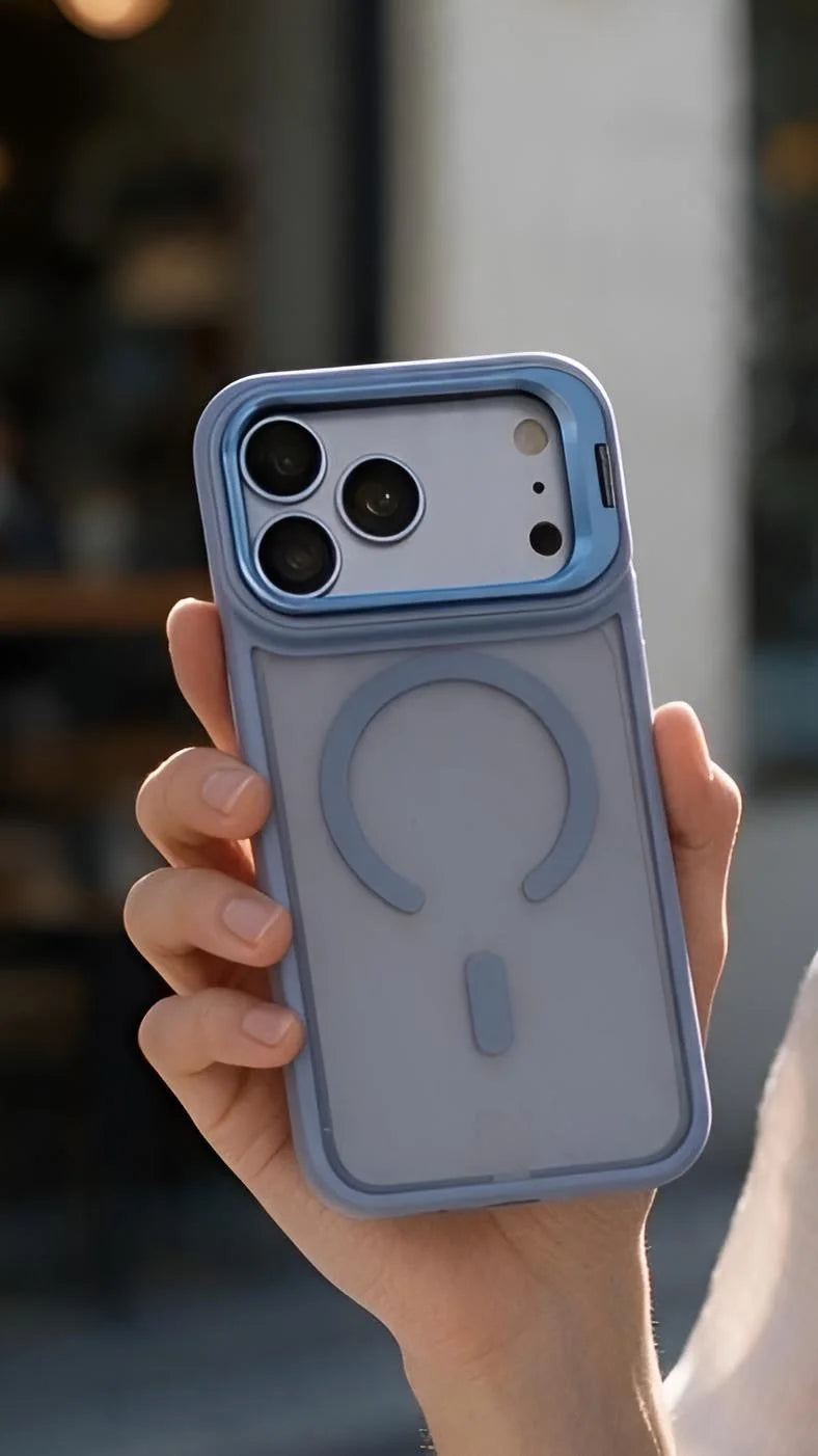 Funda celeste matte super armour para iphone con protección total, anillo magnético para carga y corte para cámara