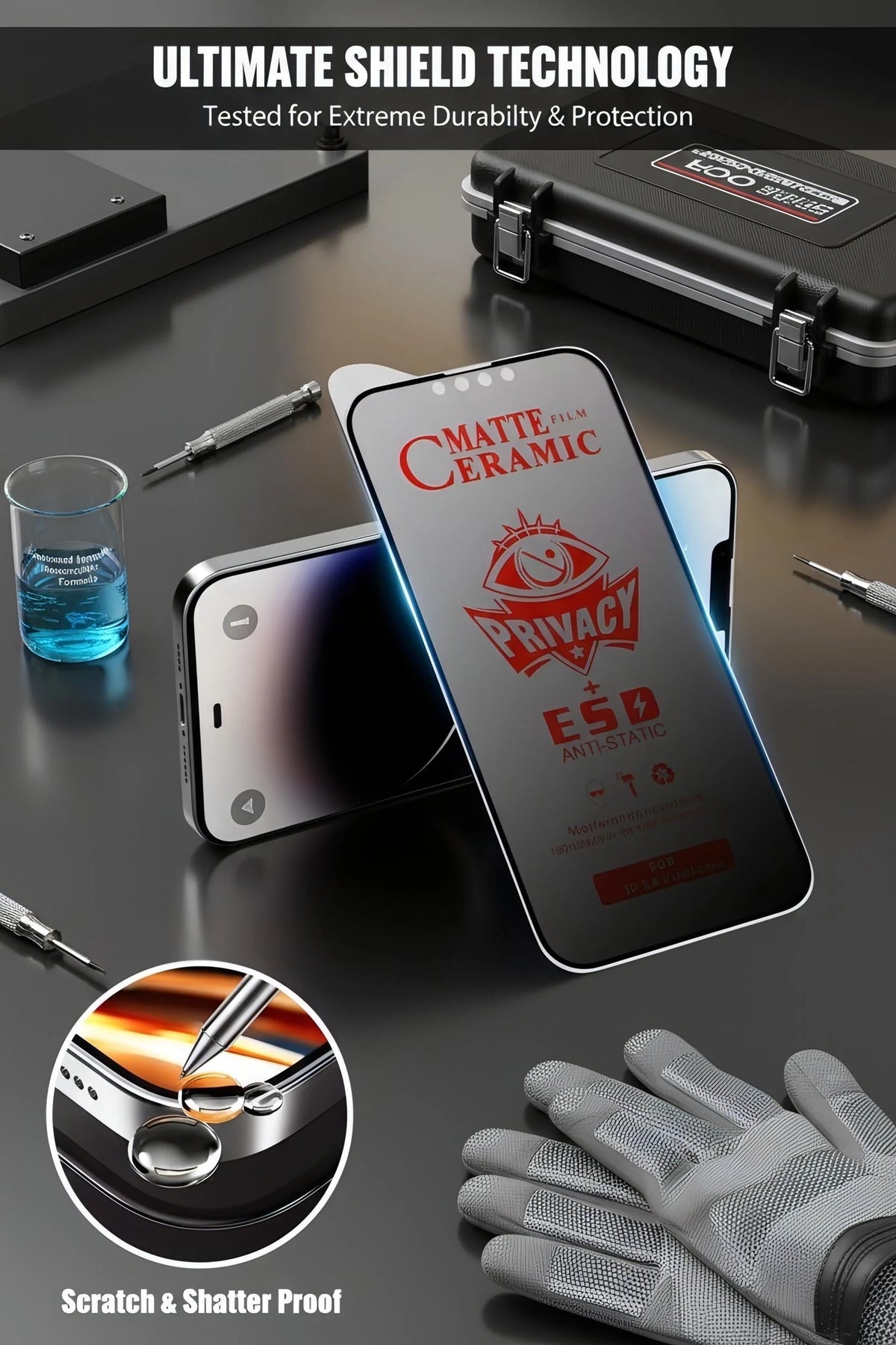 CERÁMICA DE PRIVACIDAD - iPhone 17 Pro Max / iPhone 16 Pro Max / MATTE - Protector de celular