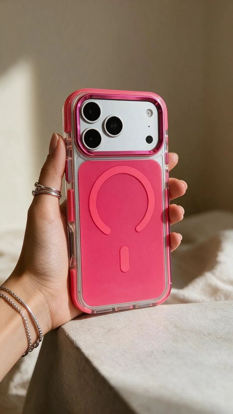 Fucsia Super Clear MagSafe funda con protección avanzada contra impactos - Funda para iPhone