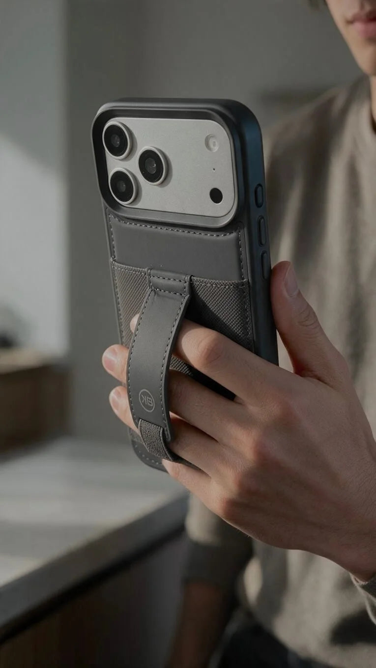 Grey TRAVELLER CASE – FUNDA PARA IPHONE CON PORTATARJETAS Y AGARRADERA