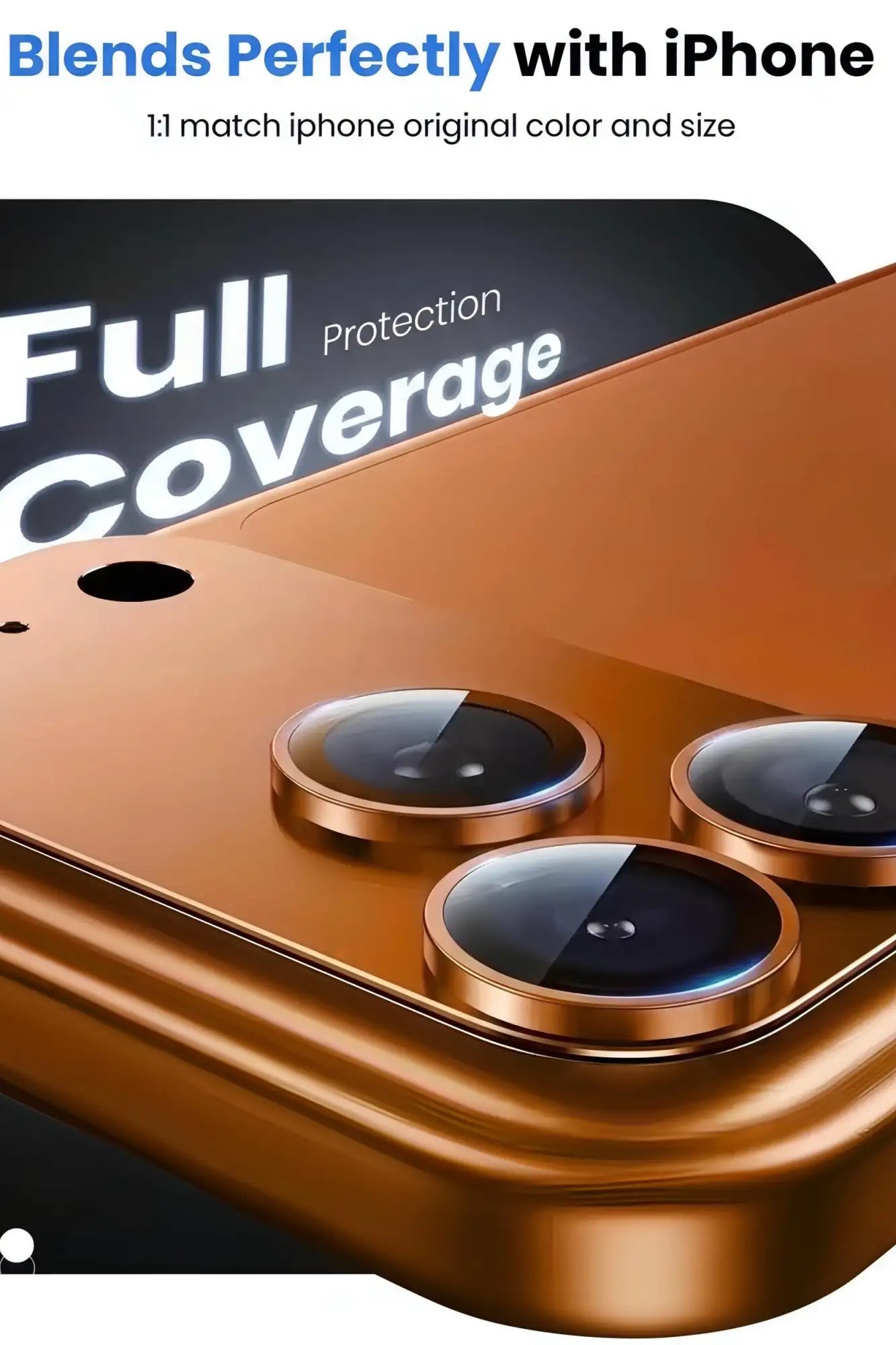 Protector de pantalla para teléfono de color dorado, con cobertura completa, diseñado para modelos de iPhone con sistemas de cámara de triple lente.