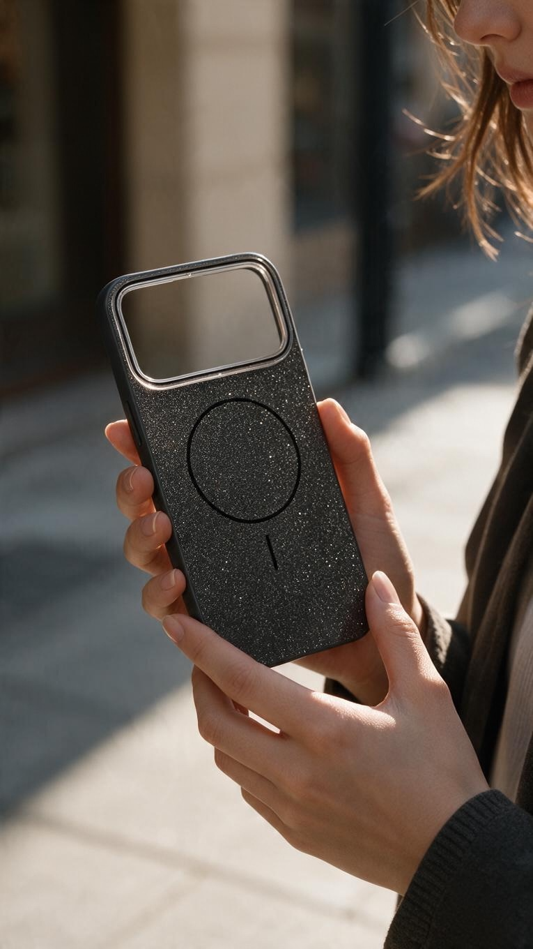 Black GLITTER CASE FUNDA MAGSAFE PARA IPHONE CON DISEÑO BRILLANTE Y ELEGANTE