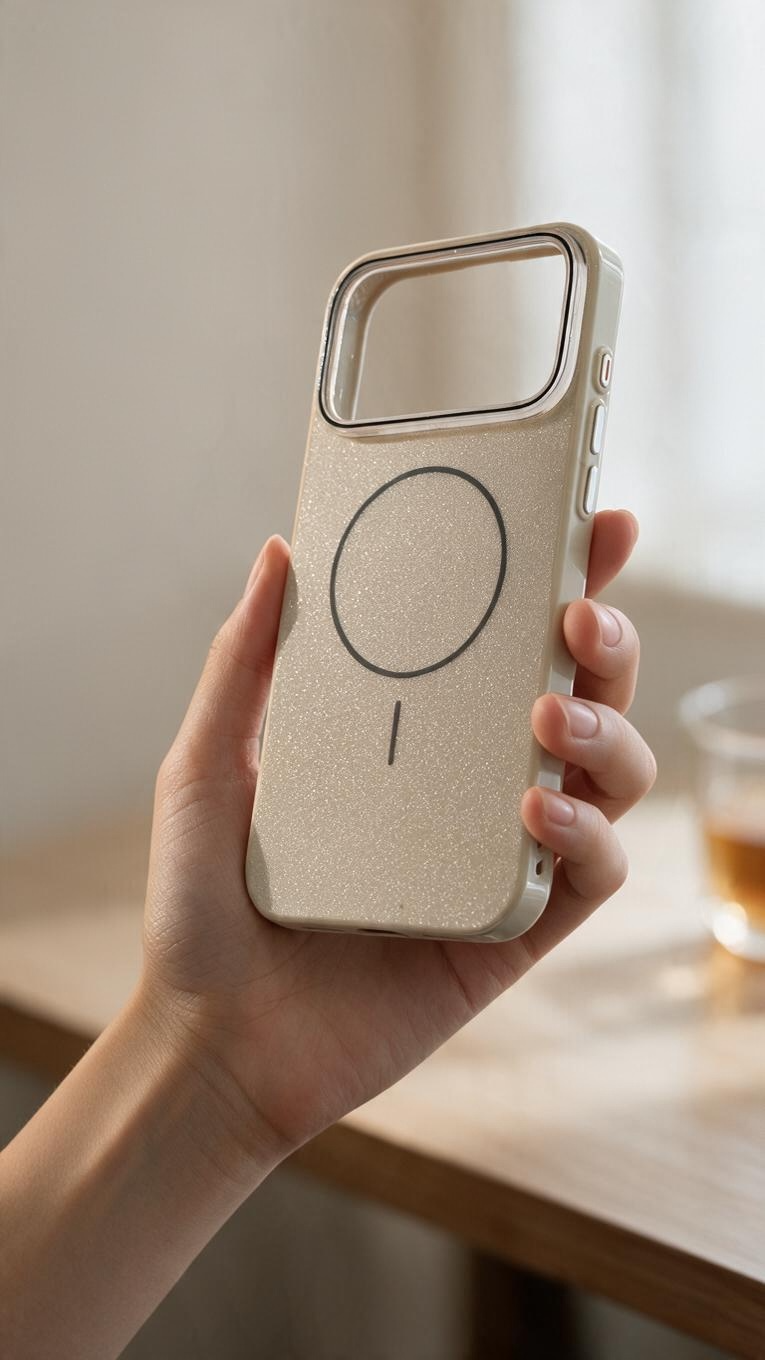 White GLITTER CASE FUNDA MAGSAFE PARA IPHONE CON DISEÑO BRILLANTE Y ELEGANTE
