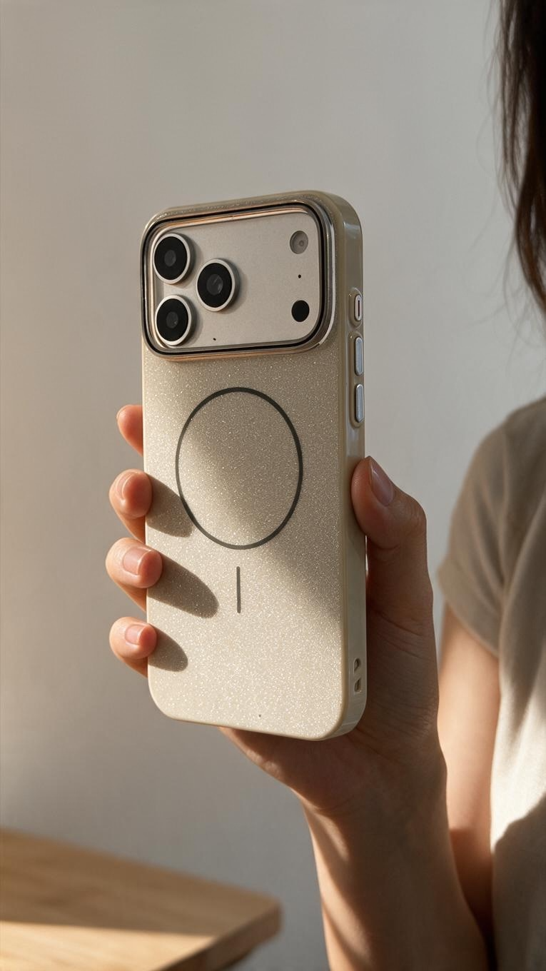 White GLITTER CASE FUNDA MAGSAFE PARA IPHONE CON DISEÑO BRILLANTE Y ELEGANTE