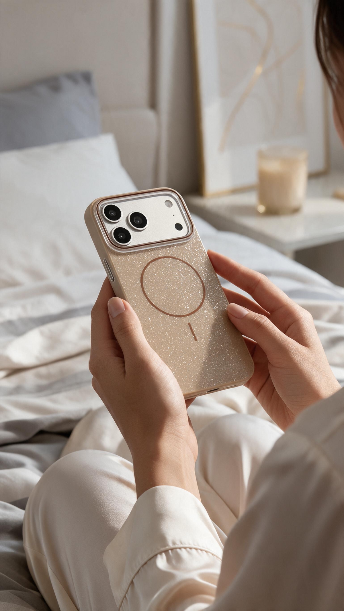 Gold GLITTER CASE FUNDA MAGSAFE PARA IPHONE CON DISEÑO BRILLANTE Y ELEGANTE