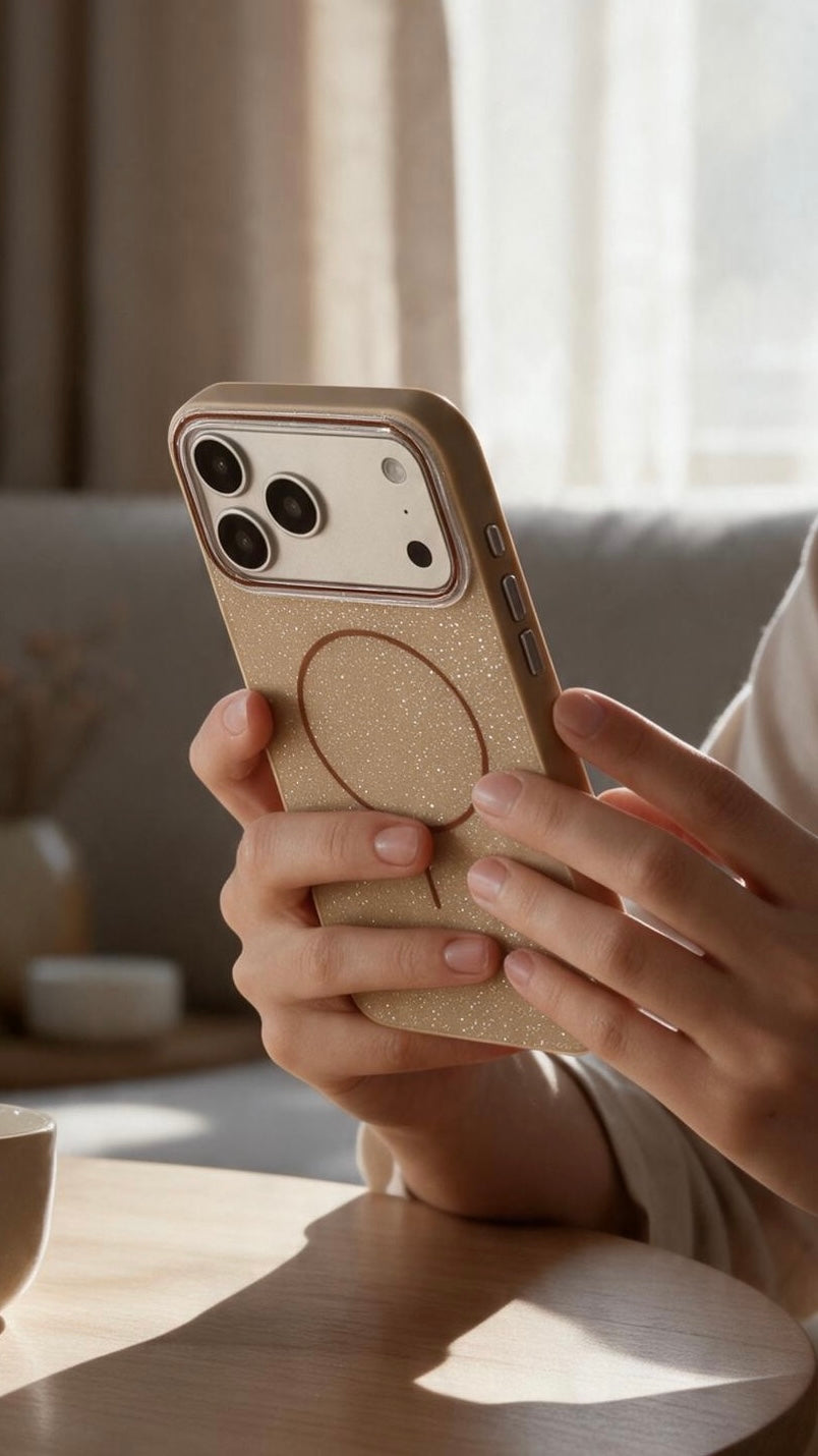 Gold GLITTER CASE FUNDA MAGSAFE PARA IPHONE CON DISEÑO BRILLANTE Y ELEGANTE