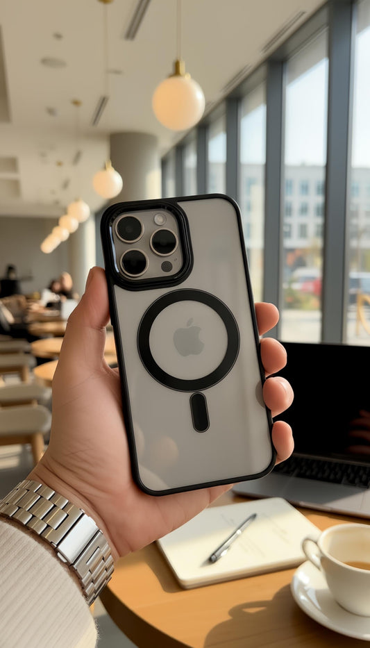 Black Acrimetal MagSafe con acrílico y metal para máxima protección - Funda para iPhone