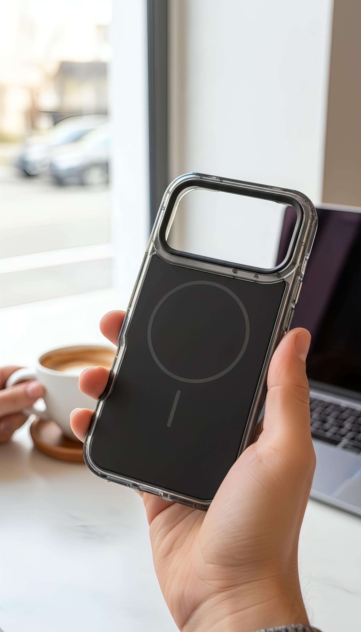 Black SUPER COLOR Funda para móvil con esquinas reforzadas y bordes elevados - Funda para iPhone