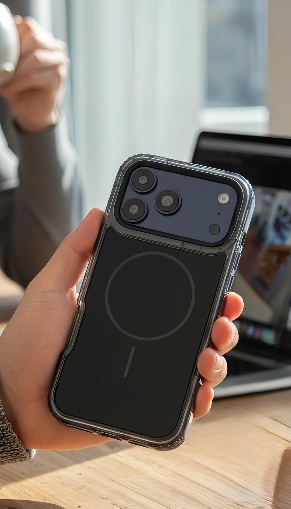 Black SUPER COLOR Funda para móvil con esquinas reforzadas y bordes elevados - Funda para iPhone