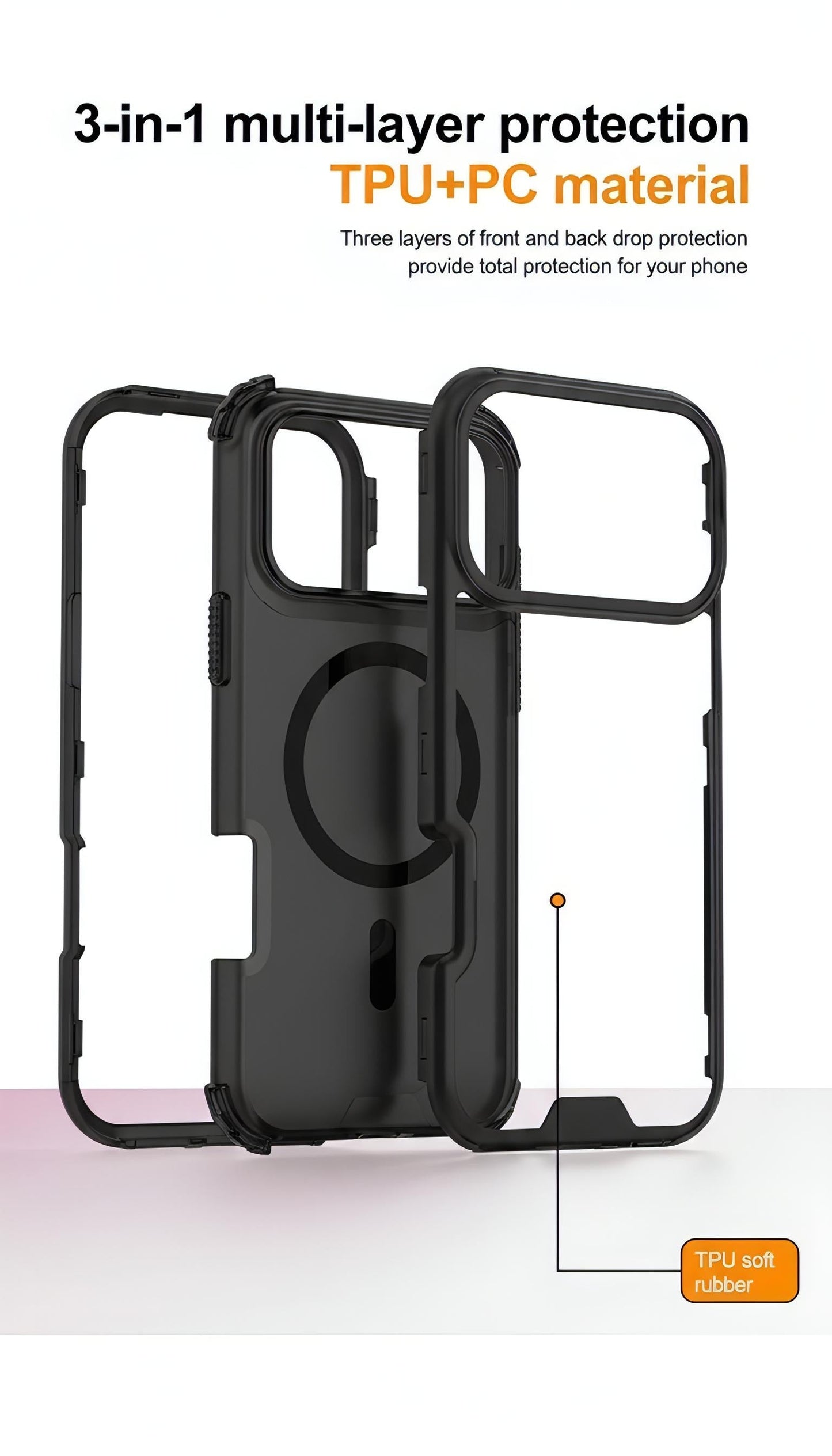 Black SUPER COLOR Funda para móvil con esquinas reforzadas y bordes elevados - Funda para iPhone