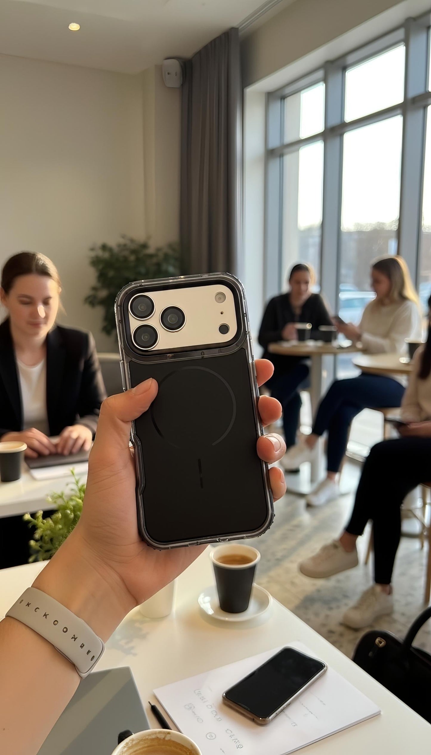 Black SUPER COLOR Funda para móvil con esquinas reforzadas y bordes elevados - Funda para iPhone
