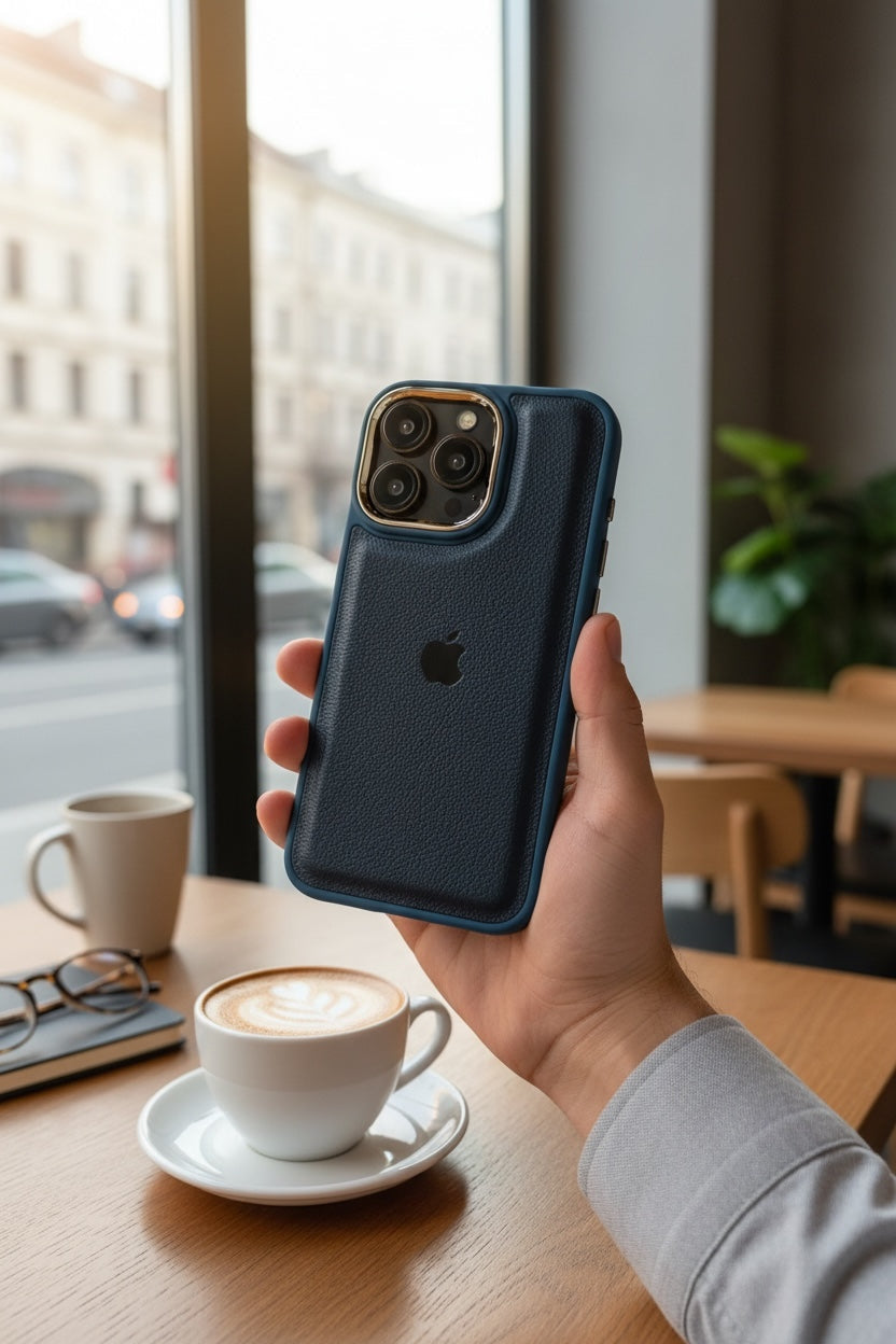 Blue Leather X - Funda para iPhone