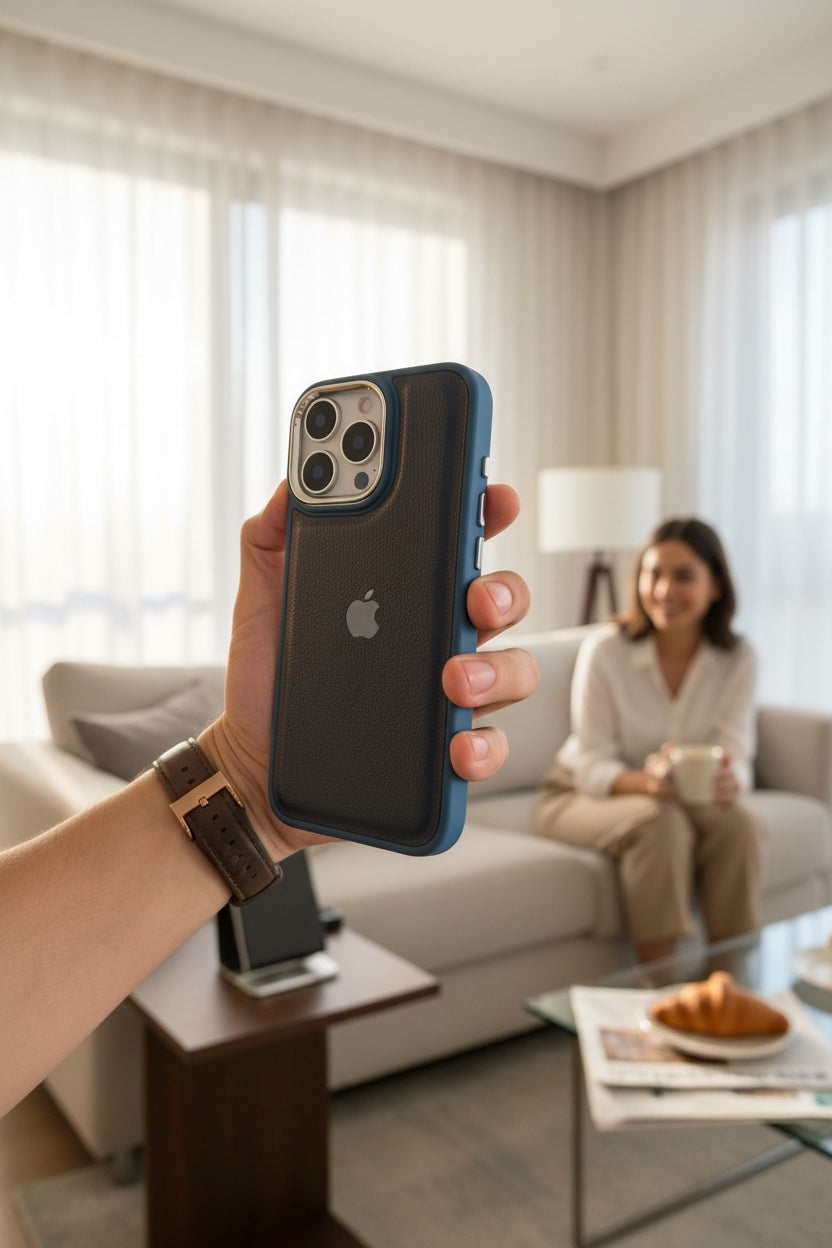 Blue Leather X - Funda para iPhone