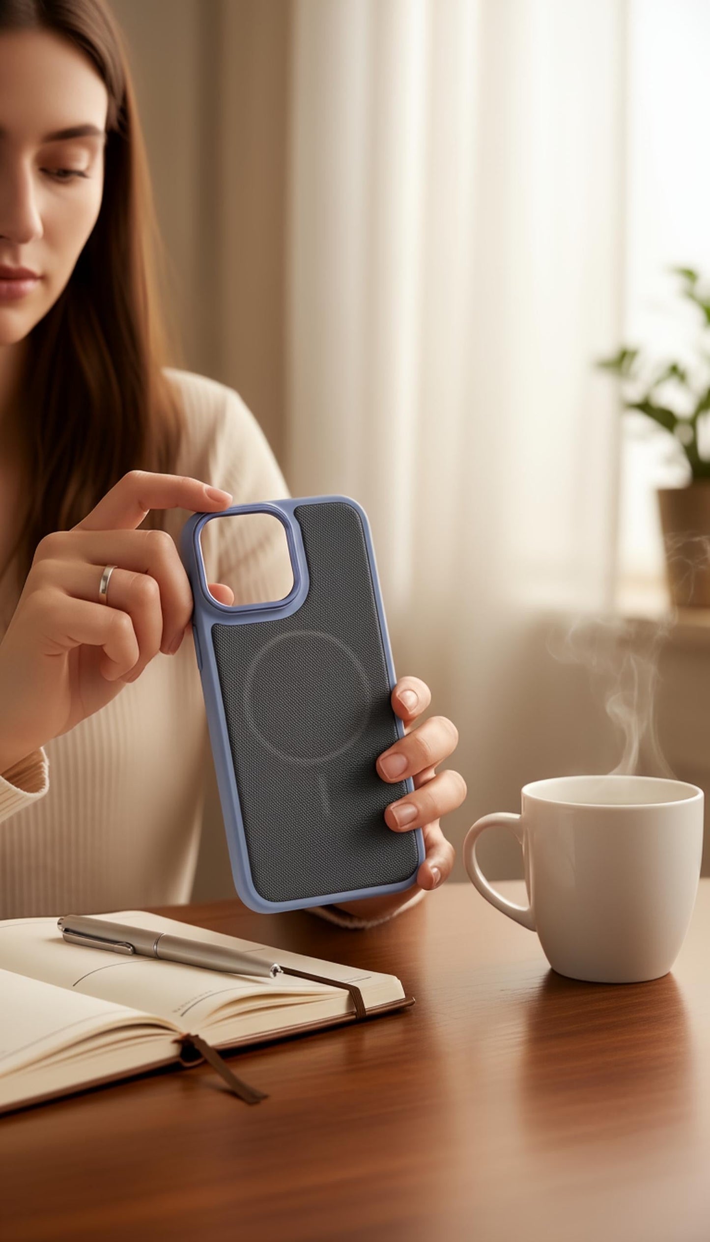 Blue Mesh Woven Case MagSafe| Funda Magsafe Premium Tejida para iPhone - iPhone 16 Pro Max - Funda para iPhone