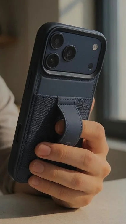 Blue TRAVELLER CASE – FUNDA PARA IPHONE CON PORTATARJETAS Y AGARRADERA