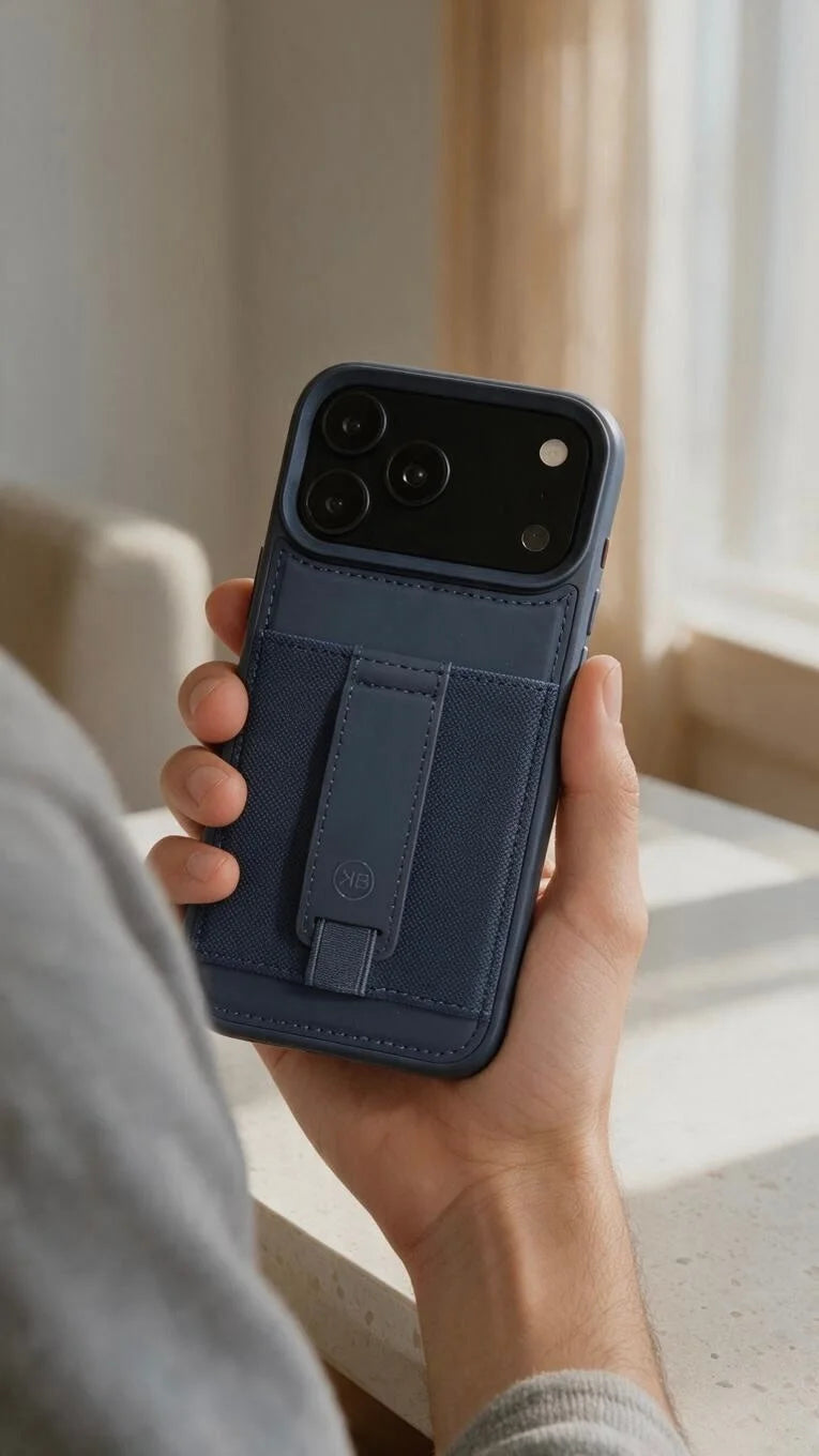 Blue TRAVELLER CASE – FUNDA PARA IPHONE CON PORTATARJETAS Y AGARRADERA