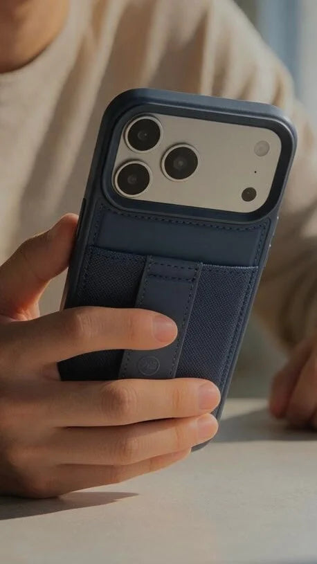 Blue TRAVELLER CASE – FUNDA PARA IPHONE CON PORTATARJETAS Y AGARRADERA