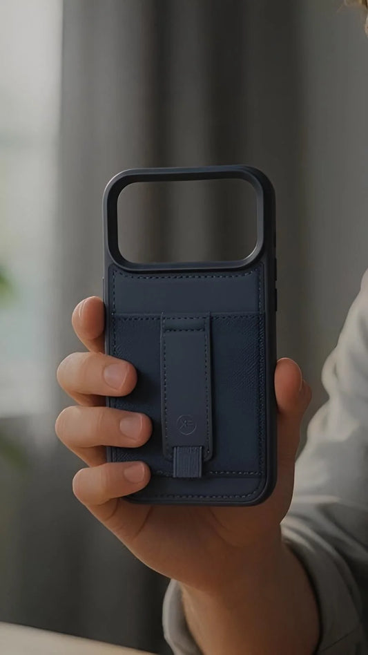 Blue TRAVELLER CASE – FUNDA PARA IPHONE CON PORTATARJETAS Y AGARRADERA