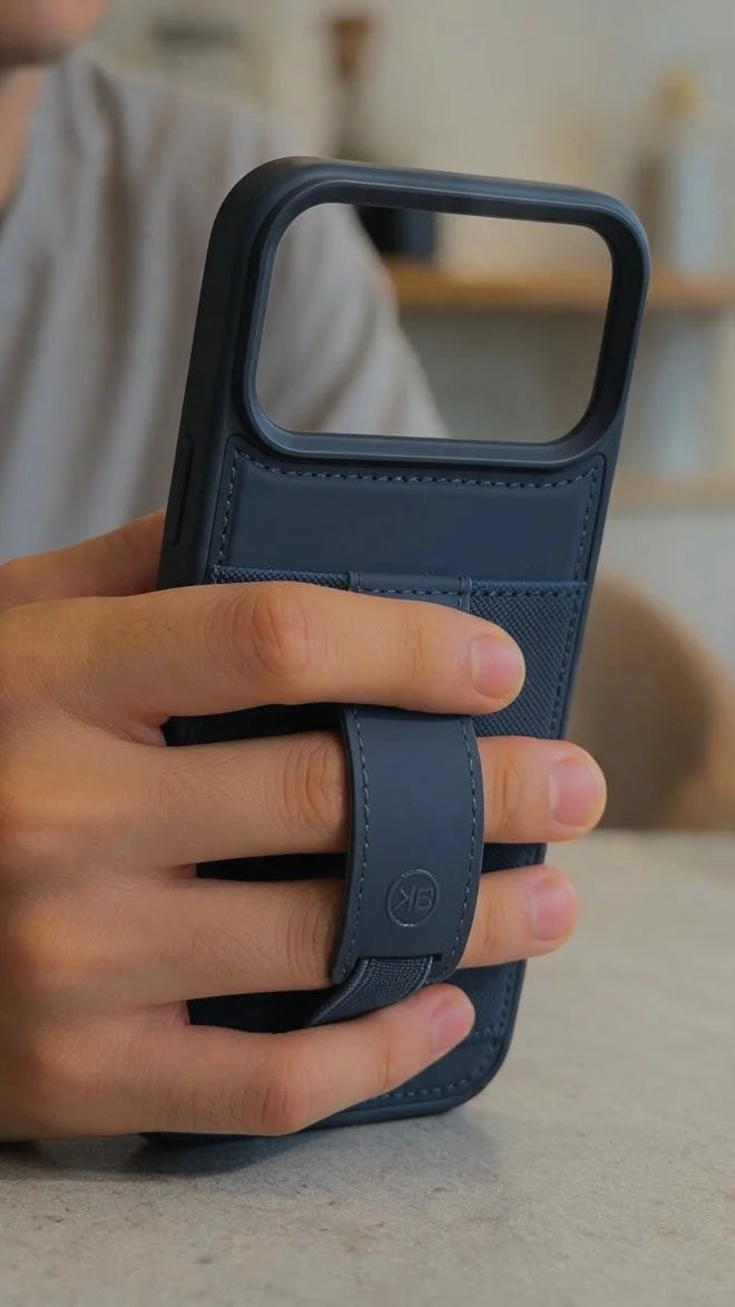 Blue TRAVELLER CASE – FUNDA PARA IPHONE CON PORTATARJETAS Y AGARRADERA