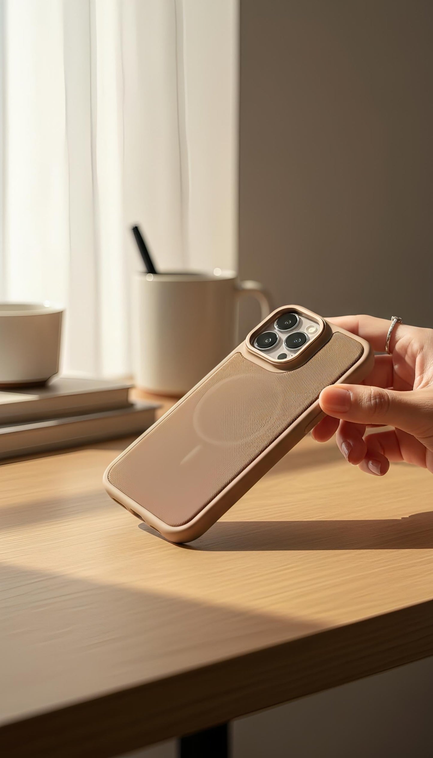 Brown Mesh Woven Case MagSafe| Funda Magsafe Premium Tejida para iPhone - iPhone 16 Pro Max - Funda para iPhone