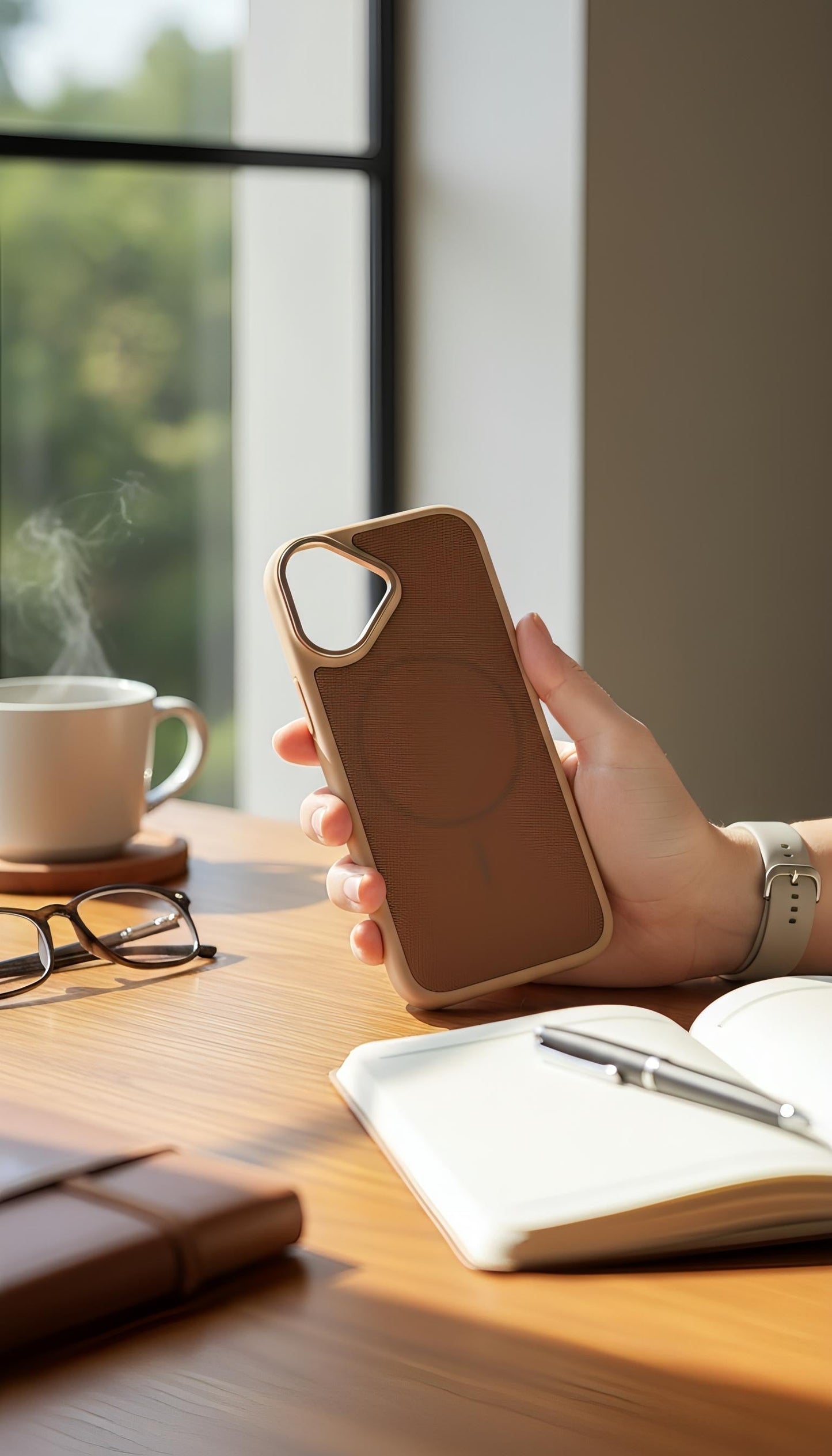 Brown Mesh Woven Case MagSafe| Funda Magsafe Premium Tejida para iPhone - iPhone 17 - Funda para iPhone