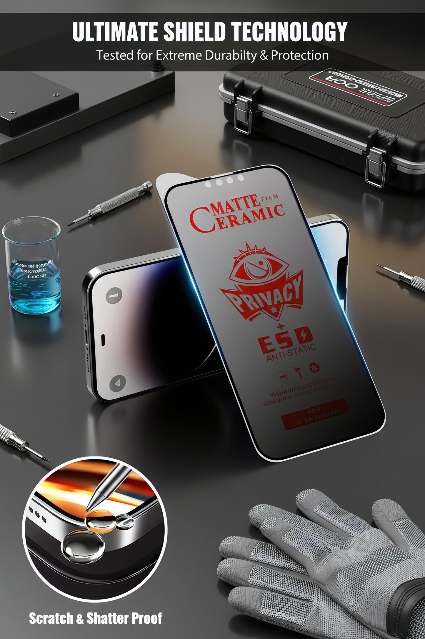 CERÁMICA DE PRIVACIDAD - iPhone 17 Pro Max / iPhone 16 Pro Max / MATTE - Protector de celular