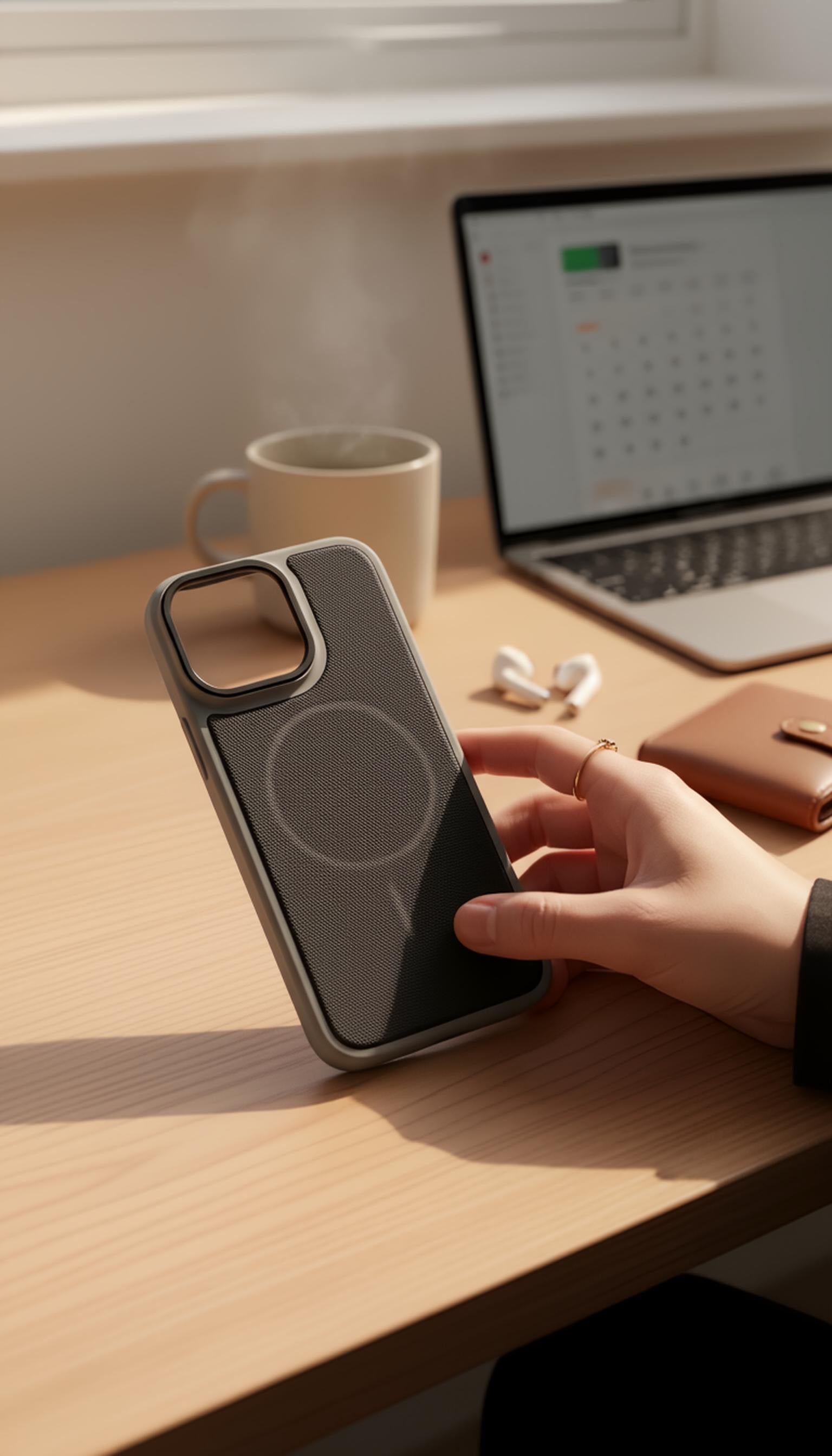 Dark Mesh Woven Case MagSafe| Funda Magsafe Premium Tejida para iPhone - iPhone 16 Pro Max - Funda para iPhone