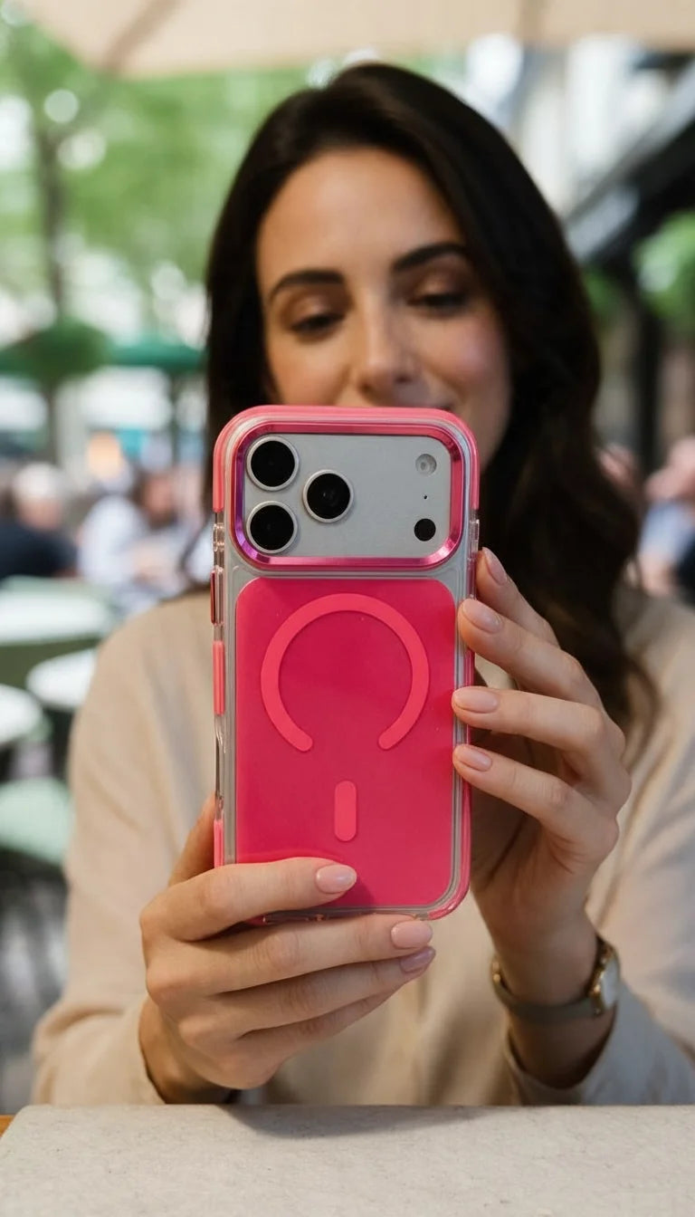 Fucsia Super Clear MagSafe funda con protección avanzada contra impactos - Funda para iPhone