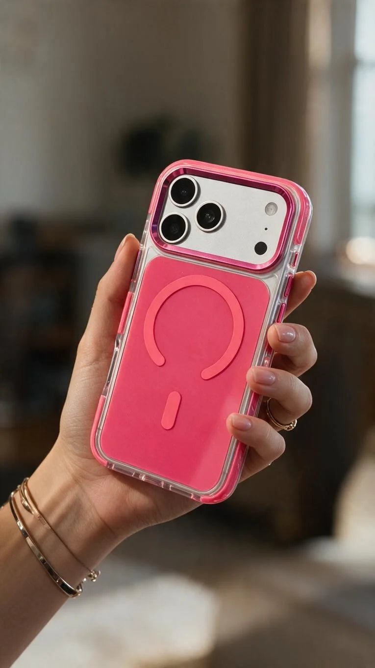 Fucsia Super Clear MagSafe funda con protección avanzada contra impactos - Funda para iPhone
