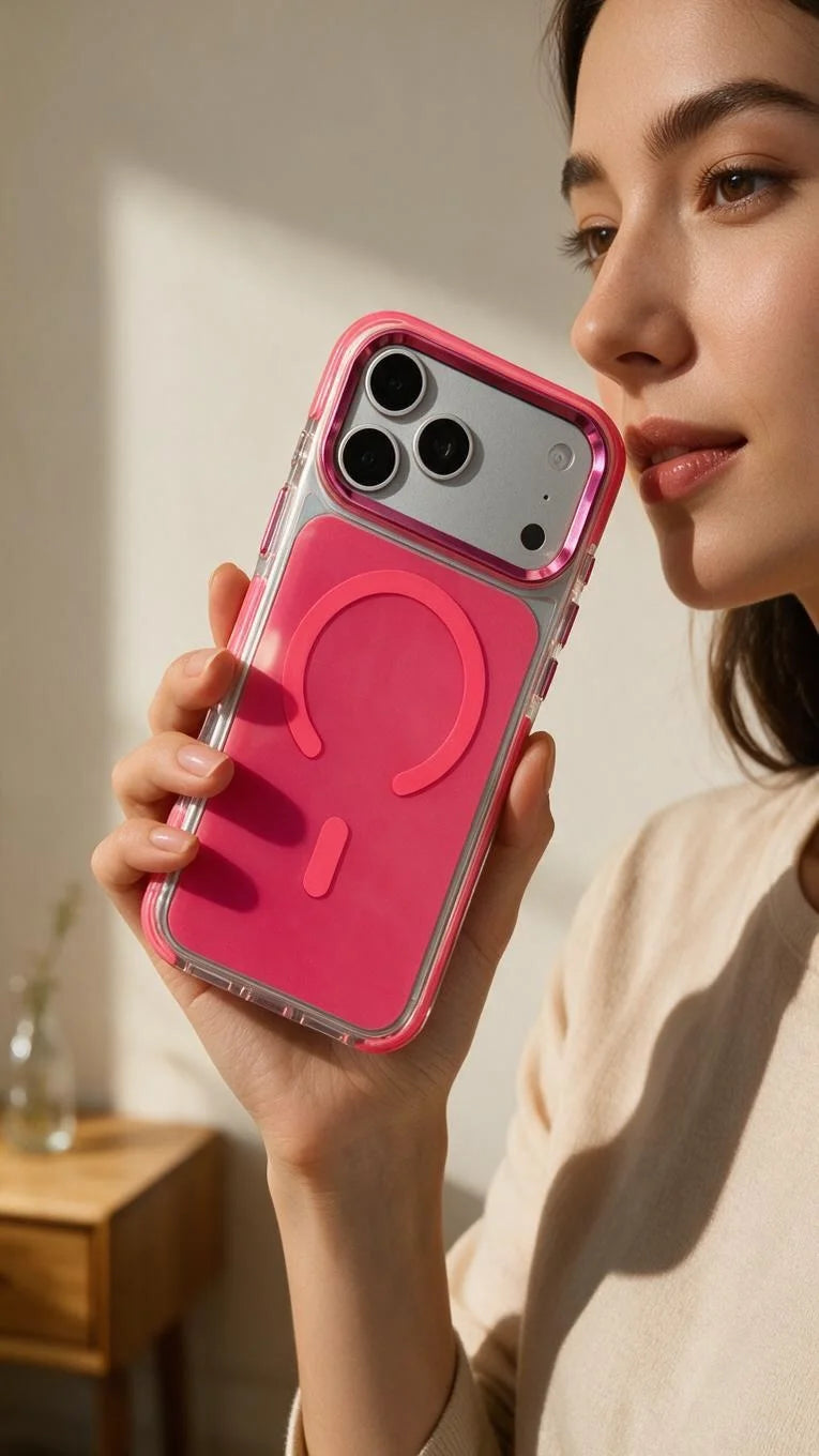 Fucsia Super Clear MagSafe funda con protección avanzada contra impactos - Funda para iPhone