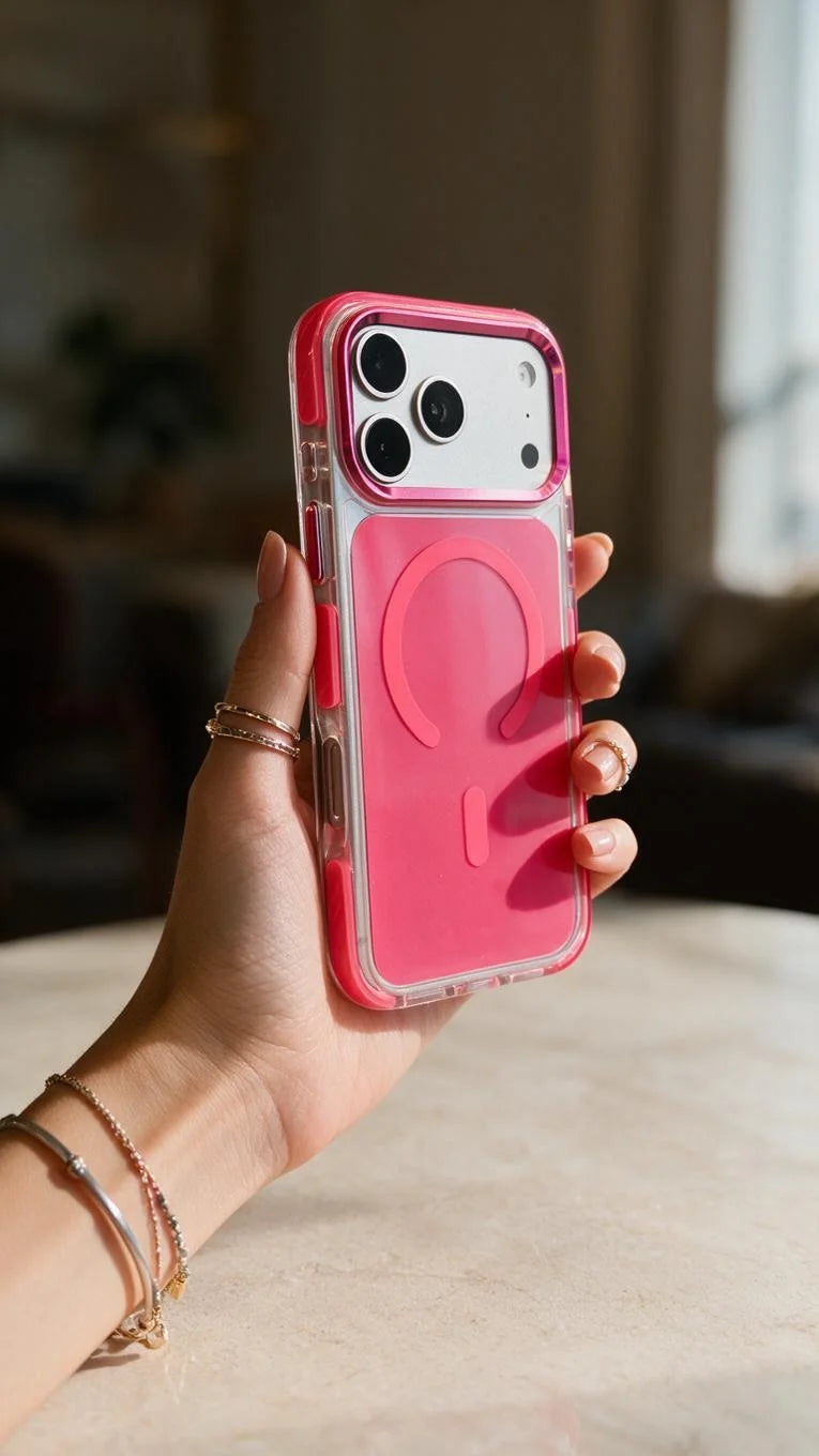 Fucsia Super Clear MagSafe funda con protección avanzada contra impactos - Funda para iPhone