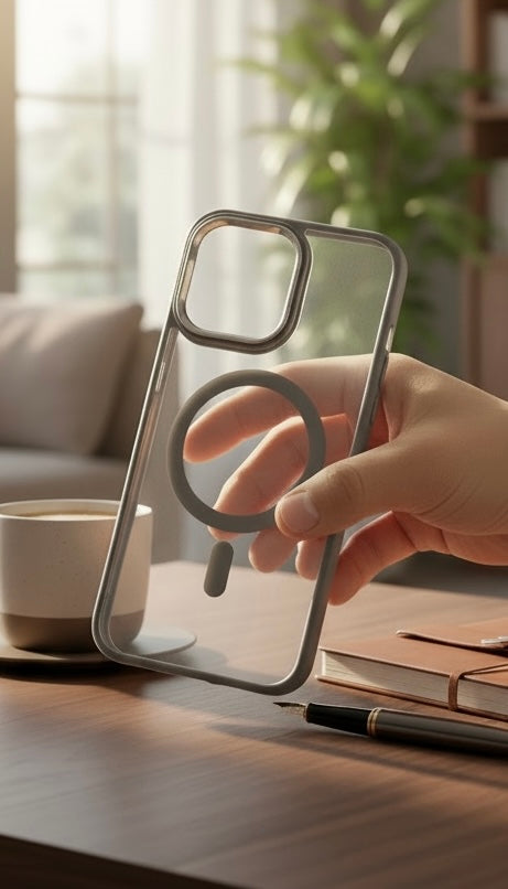 Grey Acrimetal MagSafe con acrílico y metal para máxima protección - Funda para iPhone