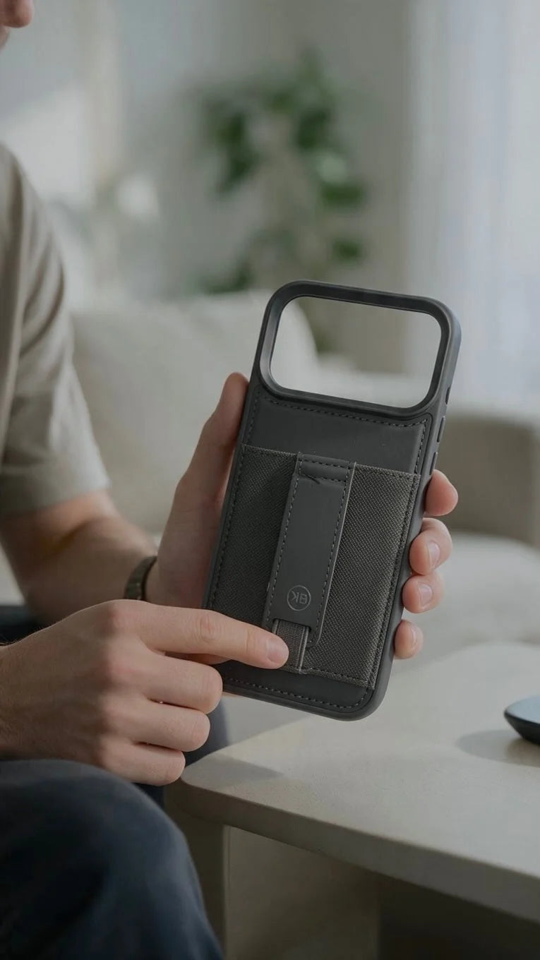 Grey TRAVELLER CASE – FUNDA PARA IPHONE CON PORTATARJETAS Y AGARRADERA