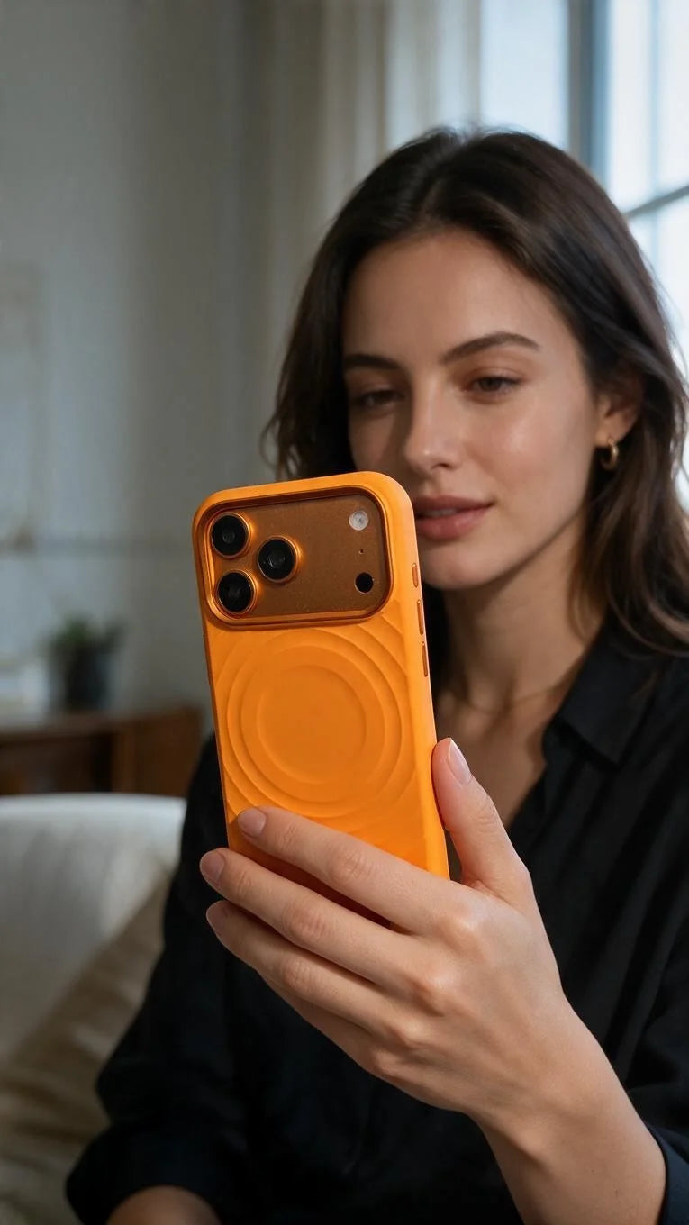 Orange Super Silicon Funda MagSafe de Silicona Premium para iPhone - Funda para iPhone