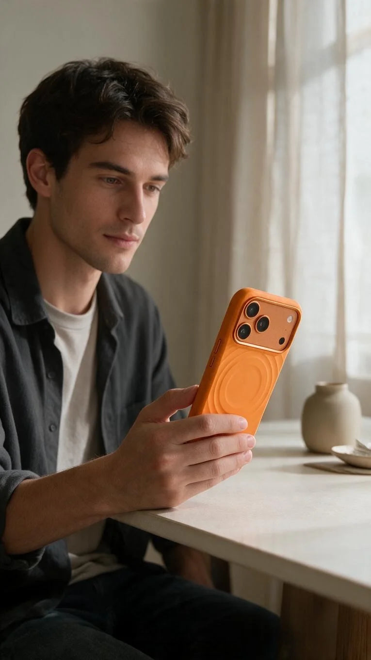 Orange Super Silicon Funda MagSafe de Silicona Premium para iPhone - Funda para iPhone