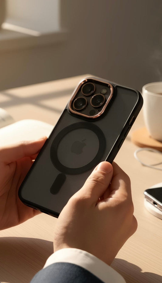 Pink Super Black MagSafe con marco metálico y protección acrílica - Funda para iPhone