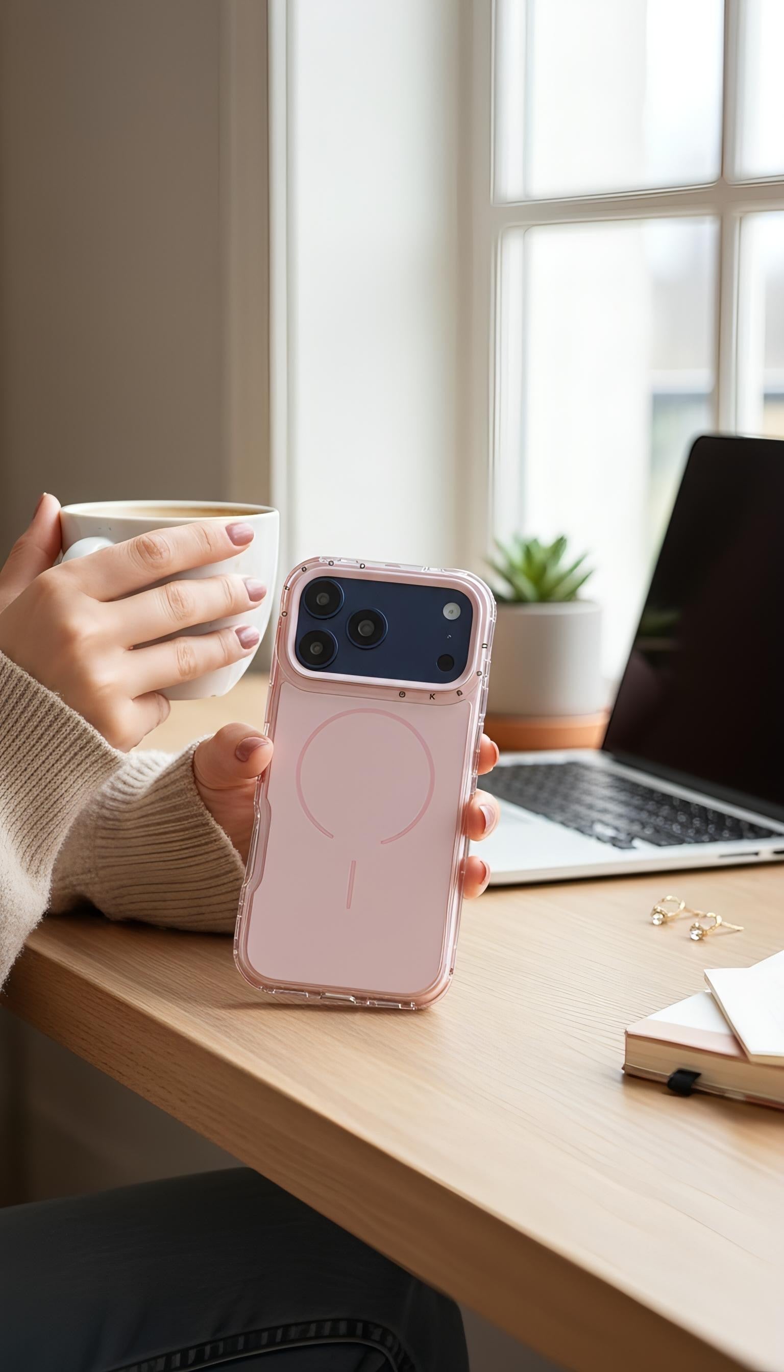 Pink SUPER COLOR Funda para iPhone con compatibilidad MagSafe y esquinas reforzadas - Funda para iPhone