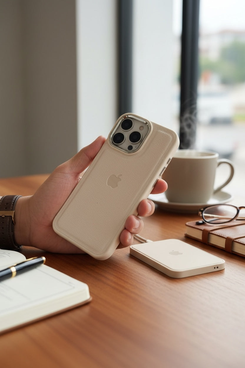 White Leather X - Funda para iPhone