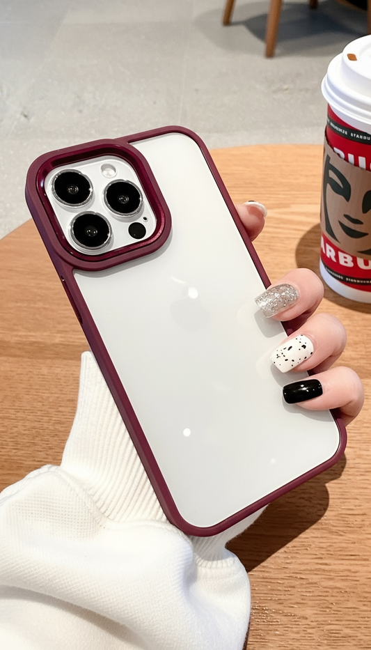 Wine Acrimetal Case | funda con parte trasera transparente y borde de color - Funda para iPhone